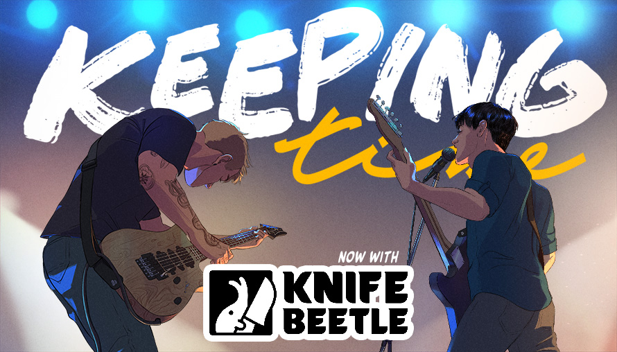 The Keeping Time cover art with the KNIFEBEETLE logo.